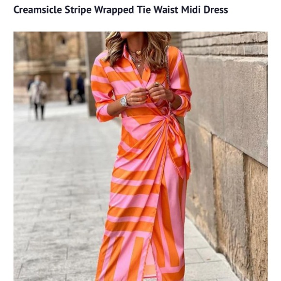 Cream/ Pink Stripe Dress main image 0